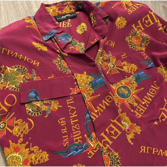 Vintage Ellen Tracy Women's Silk Blouse Dream Rich Abstract Art-To-Wear Size 2P - Picture 5 of 8